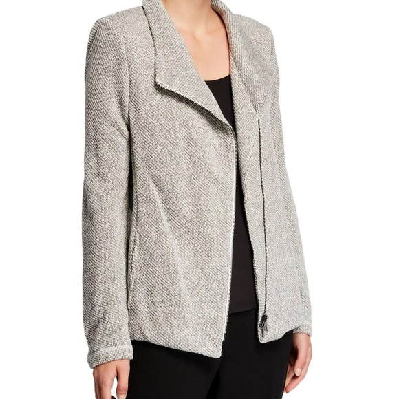 Eileen Fisher 100% Organic Cotton Twist Terry Zip-Front Moto Jacket Ash Size XL - Picture 1 of 10